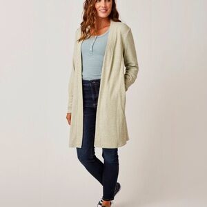 Carve Designs Cozy Soft Open Front Cardigan Topper Pale Green Heather